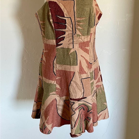 PITANGA Tropical Linen Blend Palms Print Resort DRESS Made in BRAZIL Size Medium - Picture 13 of 14